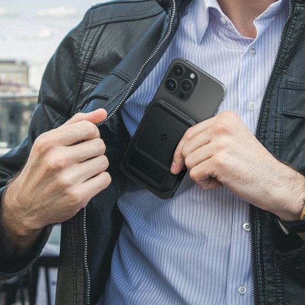 Spigen MagSafe Kortholder Lock Fit MagFit Svart