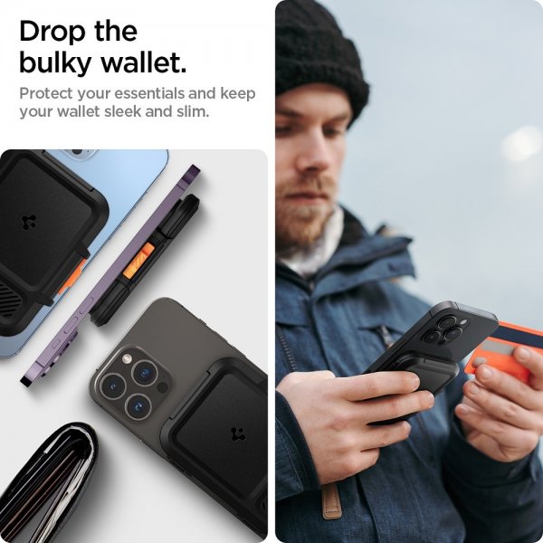 Spigen MagSafe Kortholder Lock Fit MagFit Svart