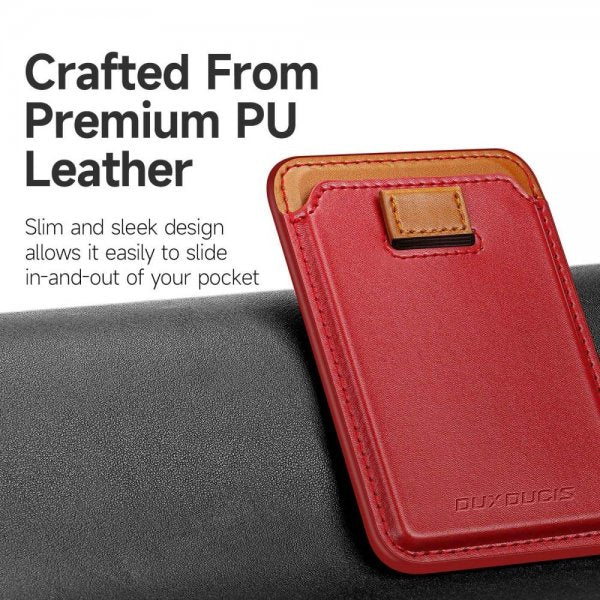 Dux Ducis MagSafe Kortholder Magnetic Leather Wallet Rød