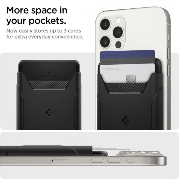 Spigen MagSafe Kortholder Rugged Armor 3 Cards MagFit Svart