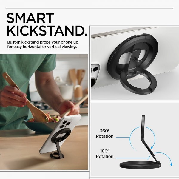 Spigen MagSafe O-Mag Telefonholder med Stativ Mag Fit Svart