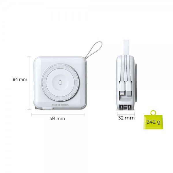 Mobile Origin Powerbank Travel Lightning/USB-C MagSafe/Watch Hvit