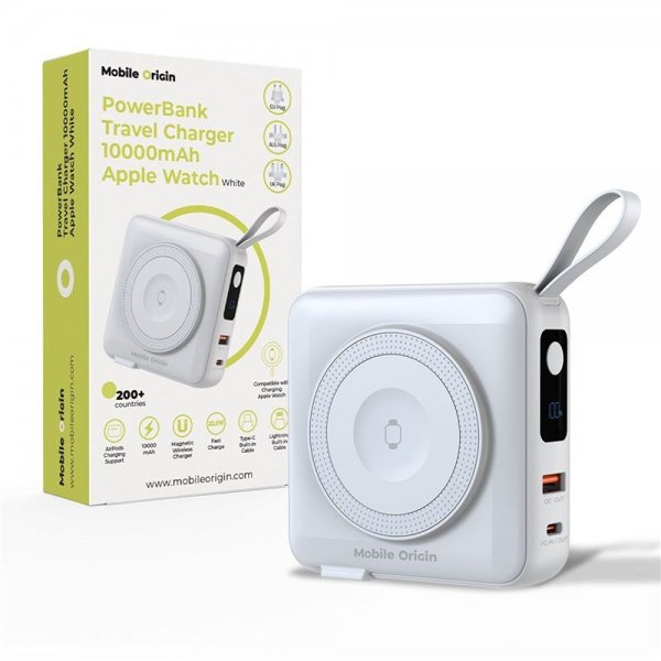 Mobile Origin Powerbank Travel Lightning/USB-C MagSafe/Watch Hvit