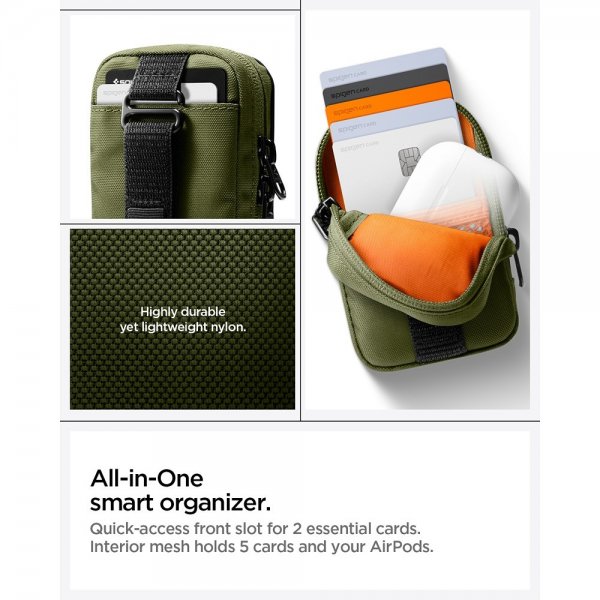 Spigen MagSafe Veske Portable Organizer Pouch Snap Zip MagFit Olive Green