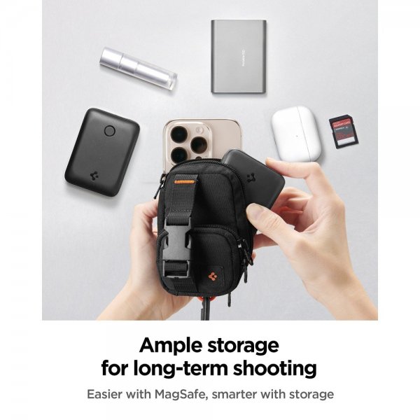 Spigen MagSafe Veske Portable Organizer Pouch Snap Zip MagFit Svart