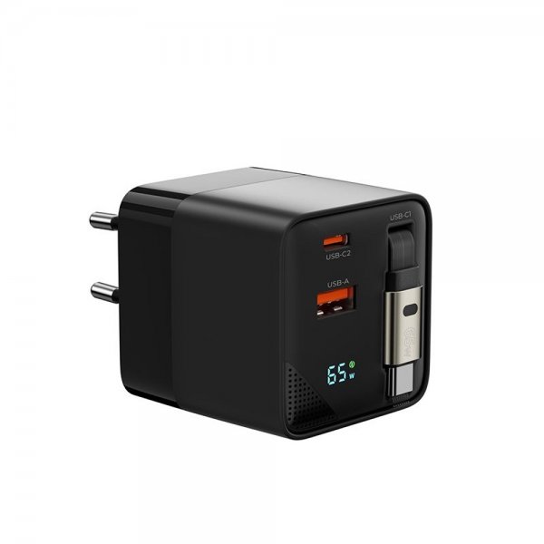 Mobile Origin Lader Display GaN 65W Innebygd USB-C Kabel