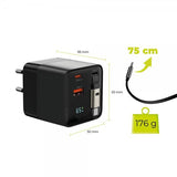 Mobile Origin Lader Display GaN 65W Innebygd USB-C Kabel