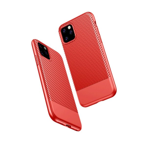 iPhone 11 Pro Max Deksel Karbonfibermønster Rød