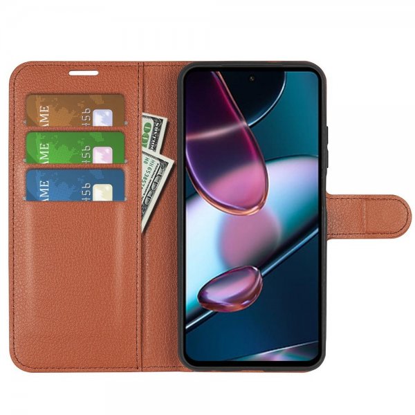 Motorola Edge 30 Etui Litchi Brun