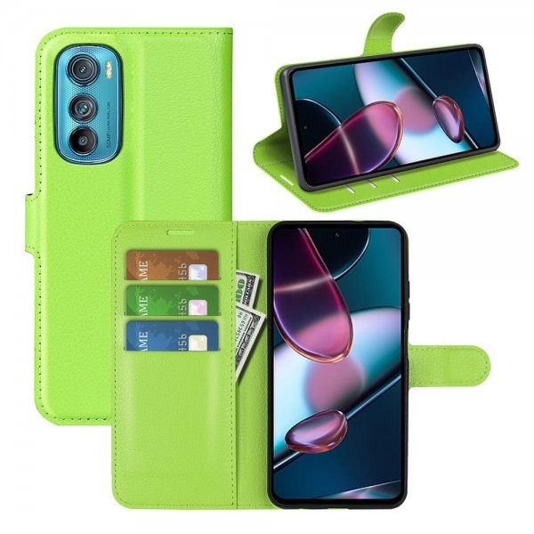 Motorola Edge 30 Etui Litchi Grønn