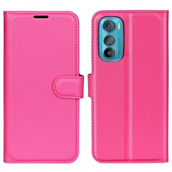 Motorola Edge 30 Etui Litchi Magenta