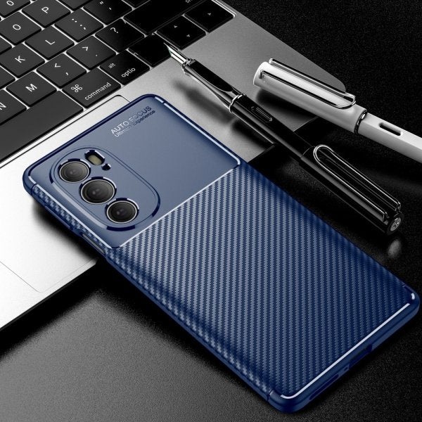 Motorola edge 30 pro Deksel Karbonfibertekstur Blå