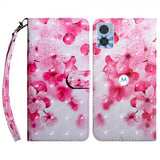 Motorola Moto e22i Etui Motiv Røda Blomster
