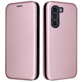 Motorola moto g200 5G Etui Karbonfibertekstur Rosegull