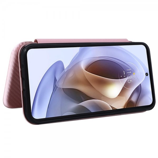 Motorola moto g200 5G Etui Karbonfibertekstur Rosegull