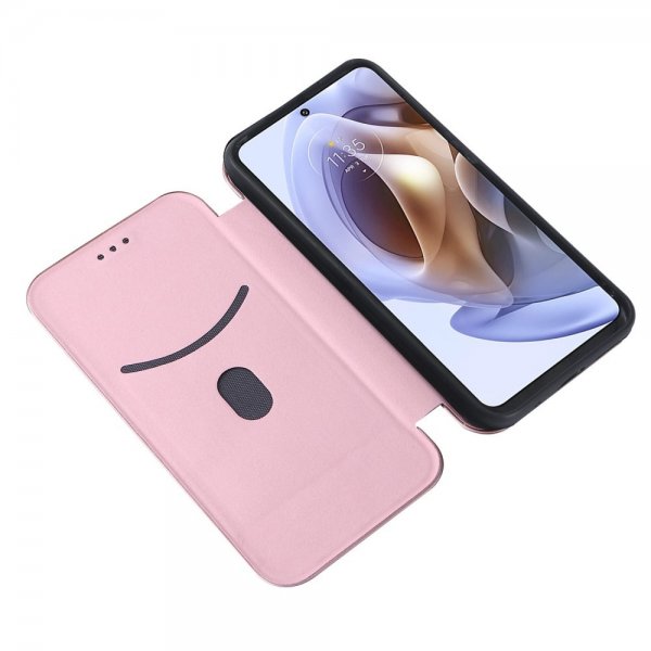 Motorola moto g200 5G Etui Karbonfibertekstur Rosegull