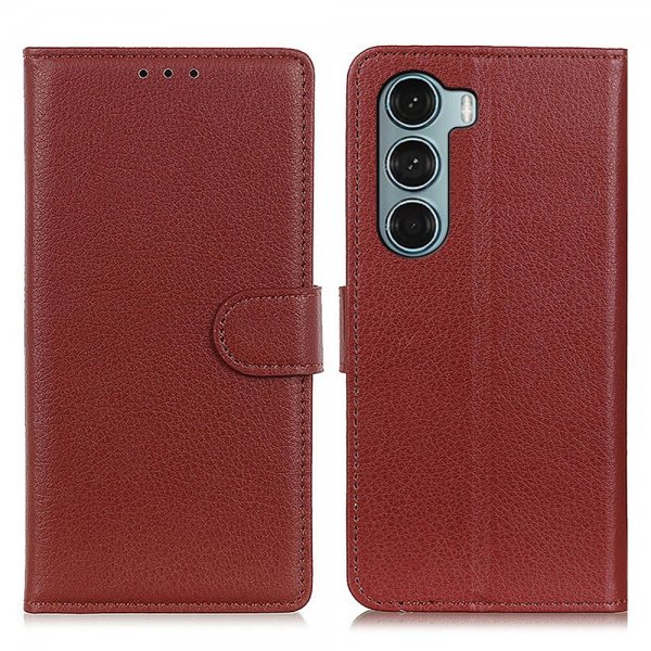 Motorola moto g200 5G Etui Litchi Brun