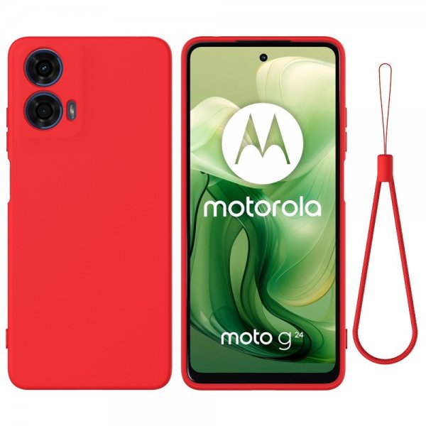 Motorola Moto G24 Power Deksel med Stropp Silikon Rød