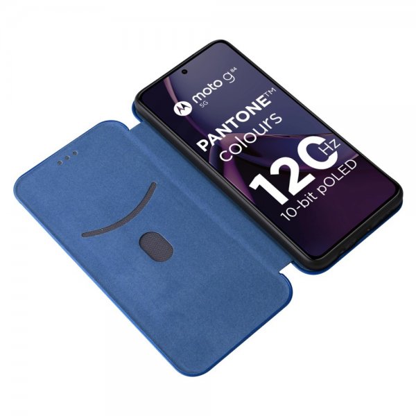 Motorola Moto G84 Etui Karbonfibertekstur Blå