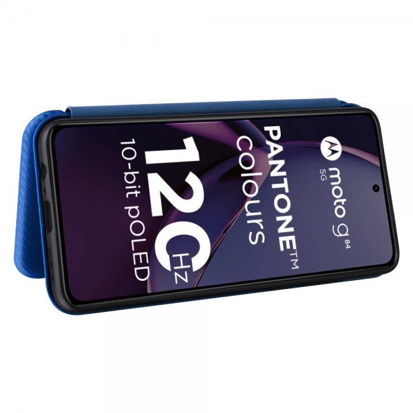 Motorola Moto G84 Etui Karbonfibertekstur Blå