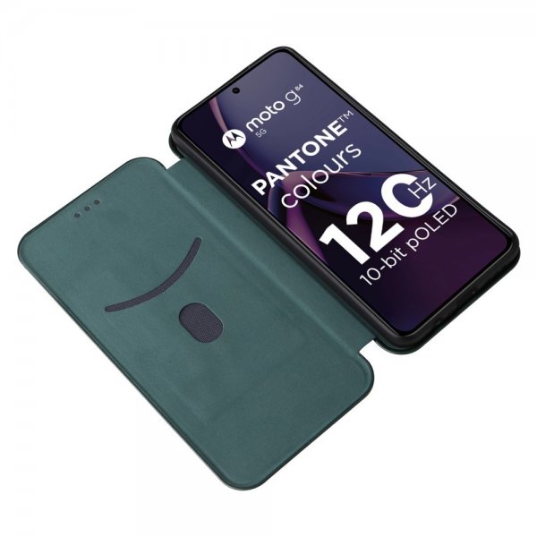 Motorola Moto G84 Etui Karbonfibertekstur Grønn