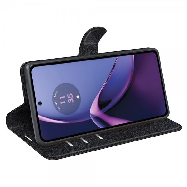Motorola Moto G84 Etui Litchi Svart
