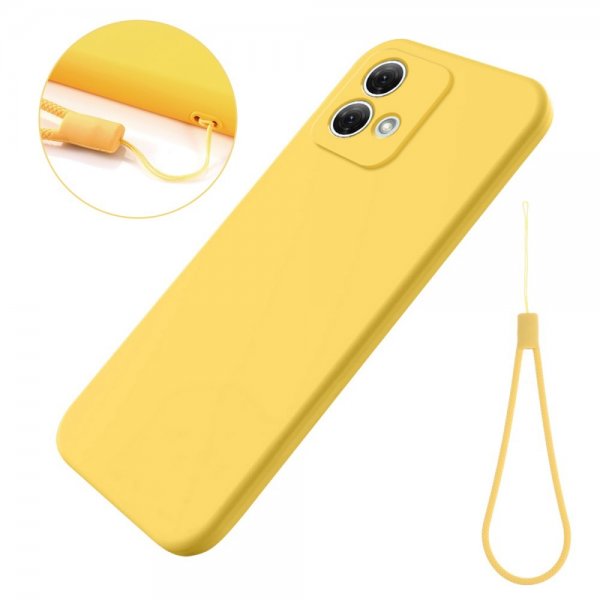 Motorola Moto G84 Deksel med Stropp Silikon Gul