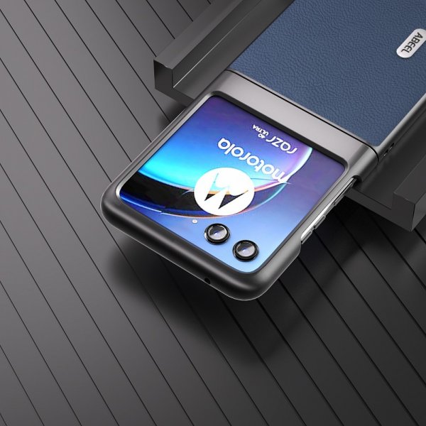 ABEEL Motorola Razr 40 Ultra Deksel Ekte Skinn Blå