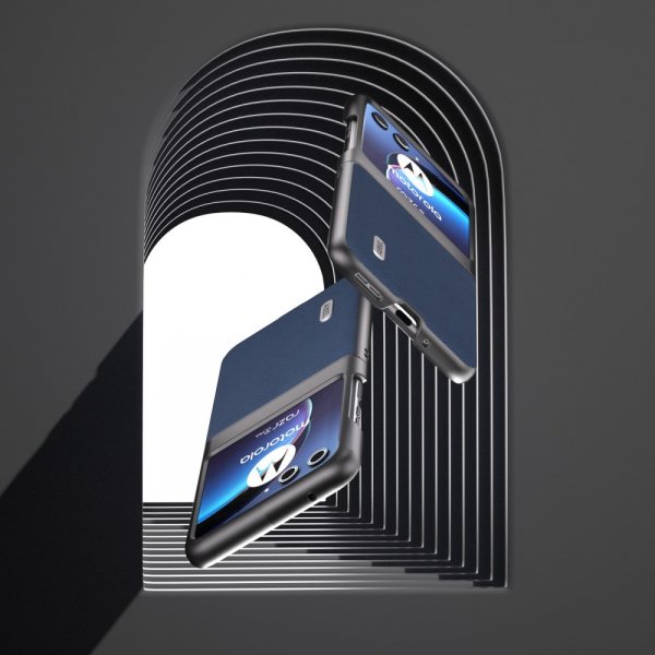 ABEEL Motorola Razr 40 Ultra Deksel Ekte Skinn Blå