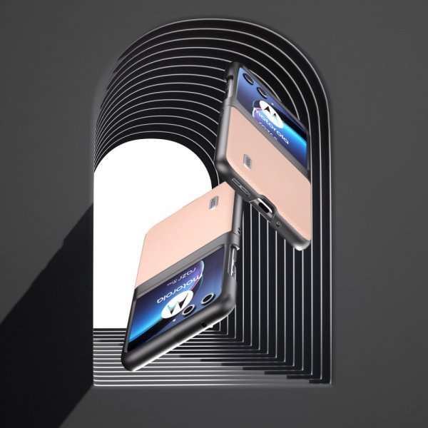 ABEEL Motorola Razr 40 Ultra Deksel Ekte Skinn Rosa