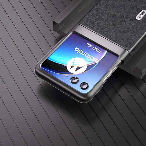ABEEL Motorola Razr 40 Ultra Deksel Ekte Skinn Svart