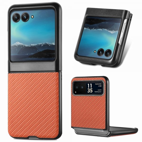 Motorola Razr 40 Ultra Deksel Karbonfibertekstur Brun