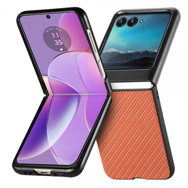 Motorola Razr 40 Ultra Deksel Karbonfibertekstur Brun
