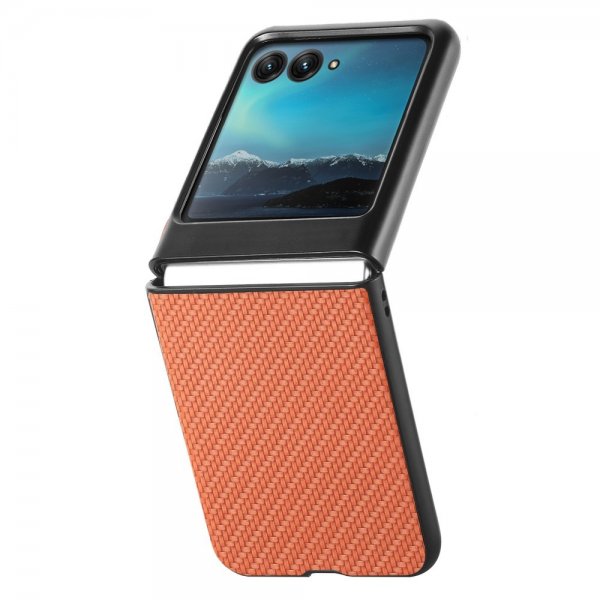Motorola Razr 40 Ultra Deksel Karbonfibertekstur Brun