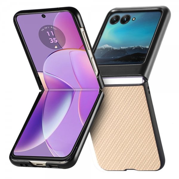 Motorola Razr 40 Ultra Deksel Karbonfibertekstur Khaki