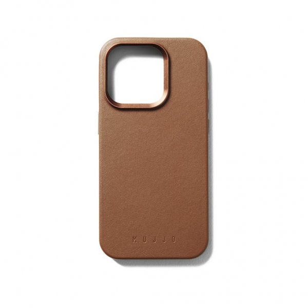 Mujjo iPhone 15 Pro Deksel Full Leather Case MagSafe Dark Tan