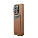 Mujjo iPhone 15 Pro Deksel Full Leather Wallet Case MagSafe Dark Tan