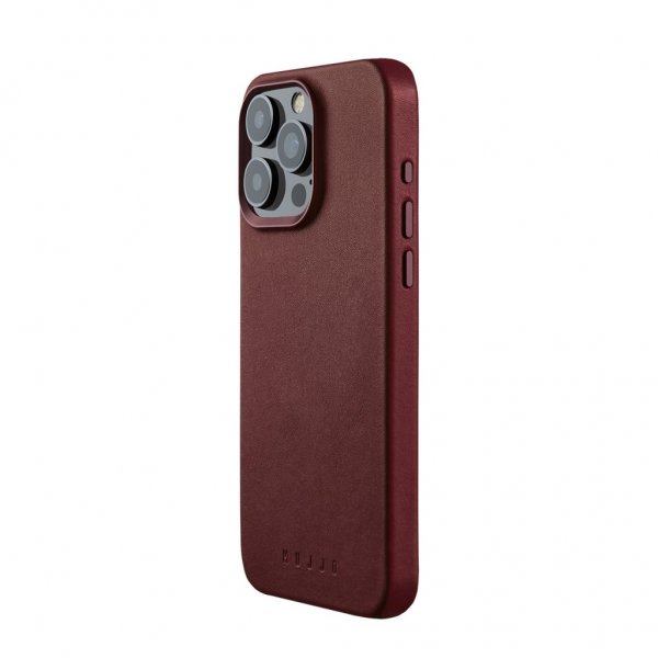Mujjo iPhone 15 Pro Max Deksel Full Leather Case MagSafe Burgundy