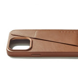 Mujjo iPhone 15 Pro Max Deksel Full Leather Wallet Case MagSafe Dark Tan