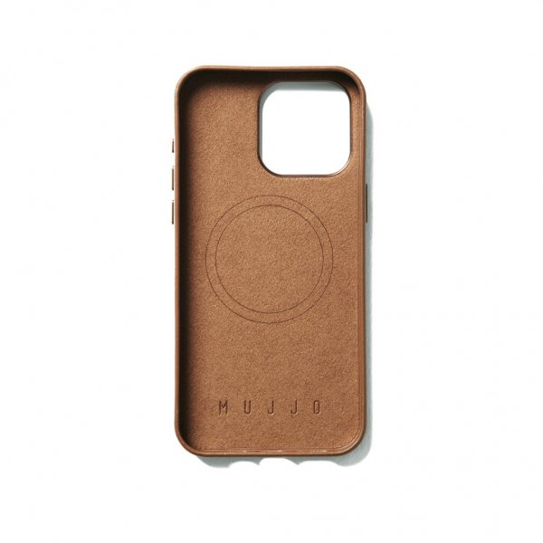 Mujjo iPhone 15 Pro Max Deksel Full Leather Wallet Case MagSafe Dark Tan
