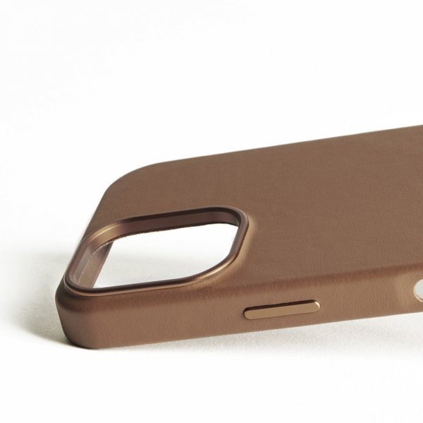 Mujjo iPhone 16 Deksel Full Leather Case Dark Tan
