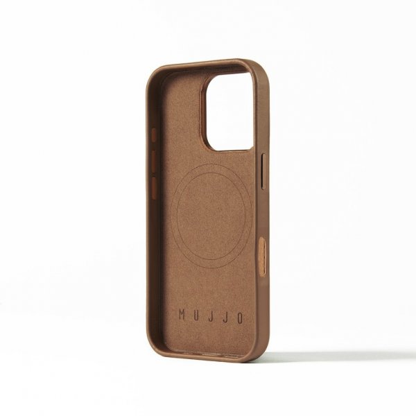 Mujjo iPhone 16 Pro Deksel Full Leather Case Dark Tan