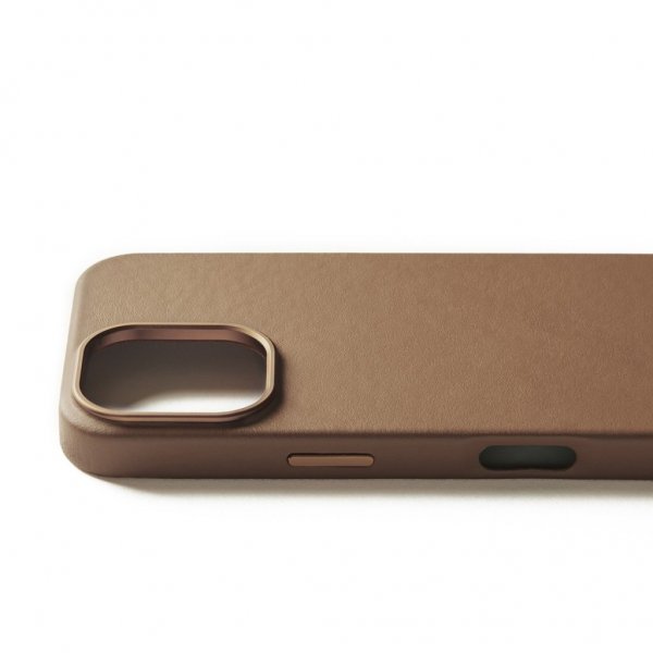 Mujjo iPhone 16 Pro Deksel Full Leather Case Dark Tan