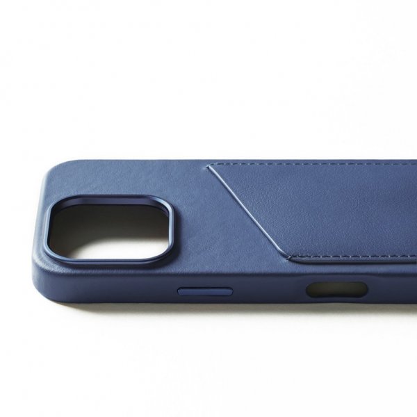 Mujjo iPhone 16 Pro Deksel Full Leather Wallet Case Monaco Blue