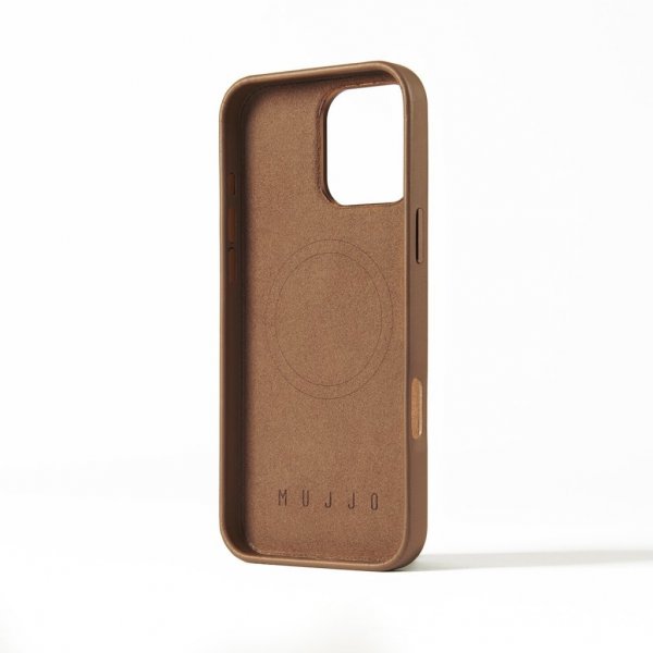 Mujjo iPhone 16 Pro Max Deksel Full Leather Case Dark Tan