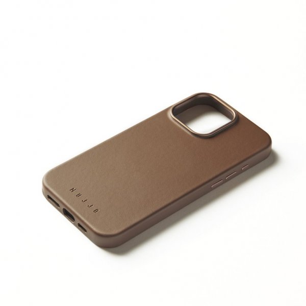 Mujjo iPhone 16 Pro Max Deksel Full Leather Case Dark Tan