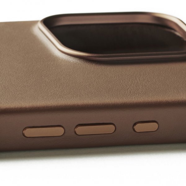 Mujjo iPhone 16 Pro Max Deksel Full Leather Case Dark Tan