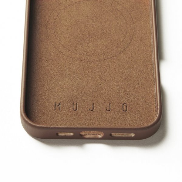 Mujjo iPhone 16 Pro Max Deksel Full Leather Case Dark Tan