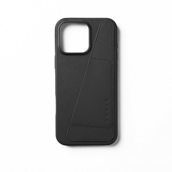 Mujjo iPhone 16 Pro Max Deksel Full Leather Wallet Case Svart