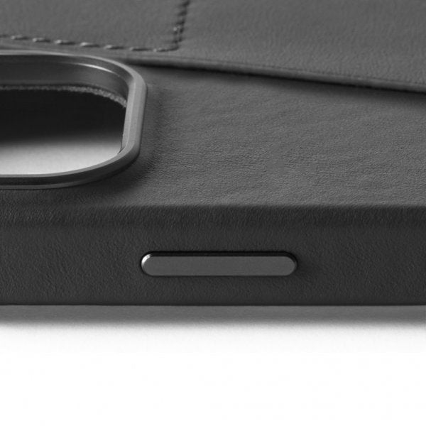 Mujjo iPhone 16 Pro Max Deksel Full Leather Wallet Case Svart